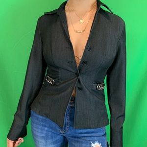 Black Embellished Fitted Blazer Jacket Size Small